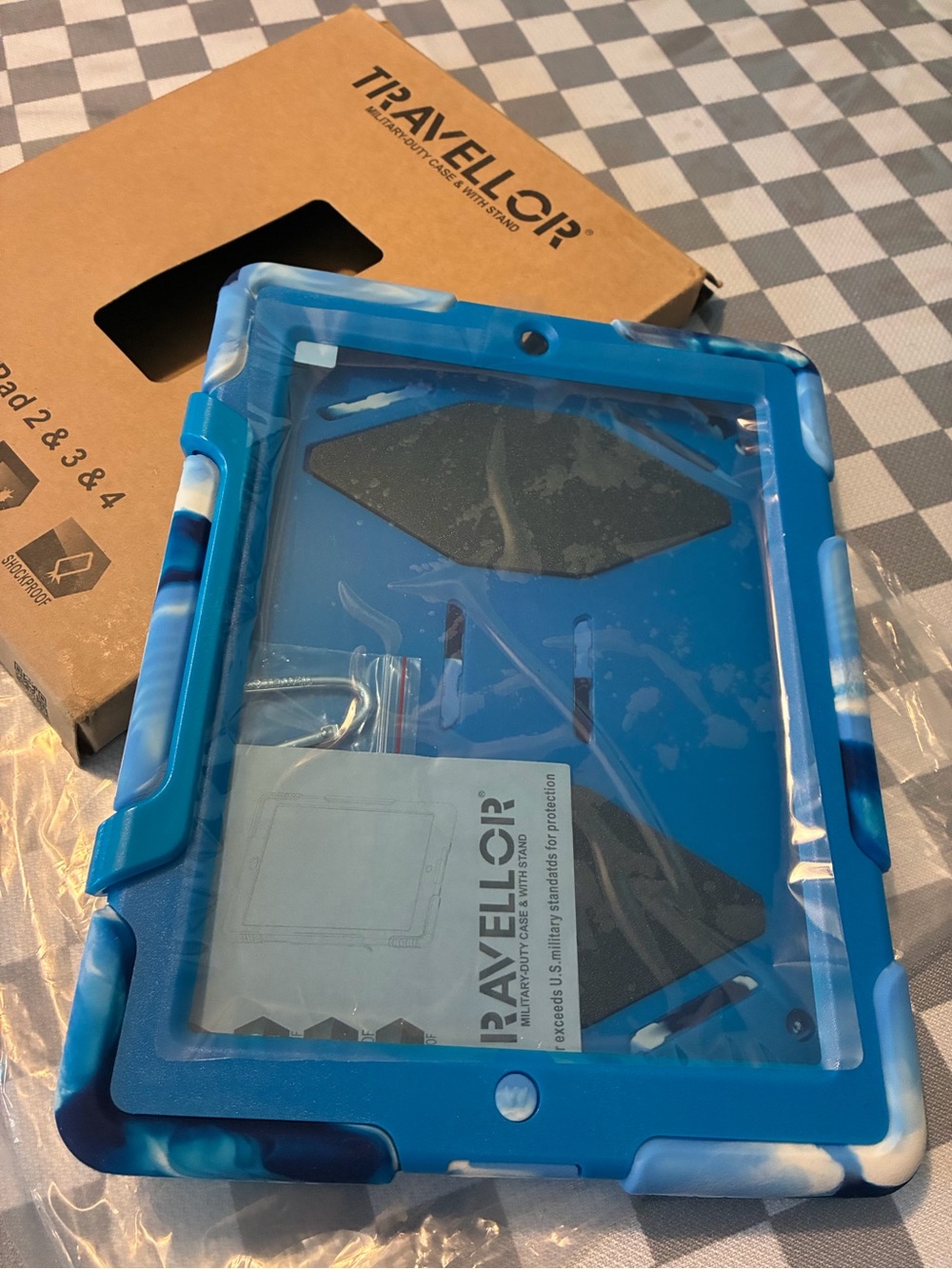 Blue and white Friendly Tablet Case with Cushioned Edges